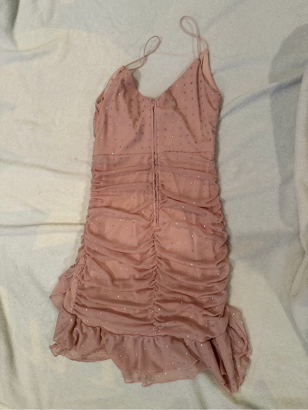 B Darlin Blush Pink Ruched Ruffle Mini Dress - Picture 3 of 4
